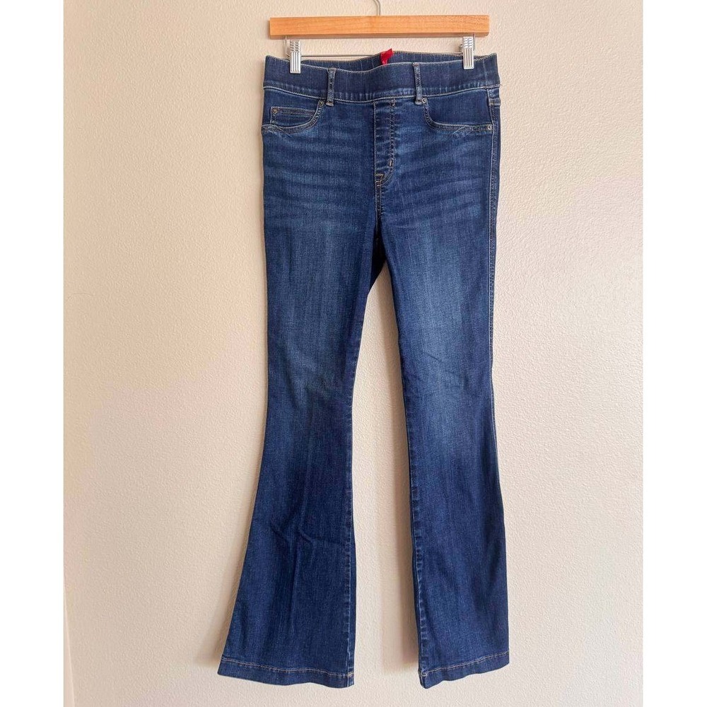 SPANX Flare Bootcut Pull-On Jeans M Dark Wash Denim Clean Girl Western Boho